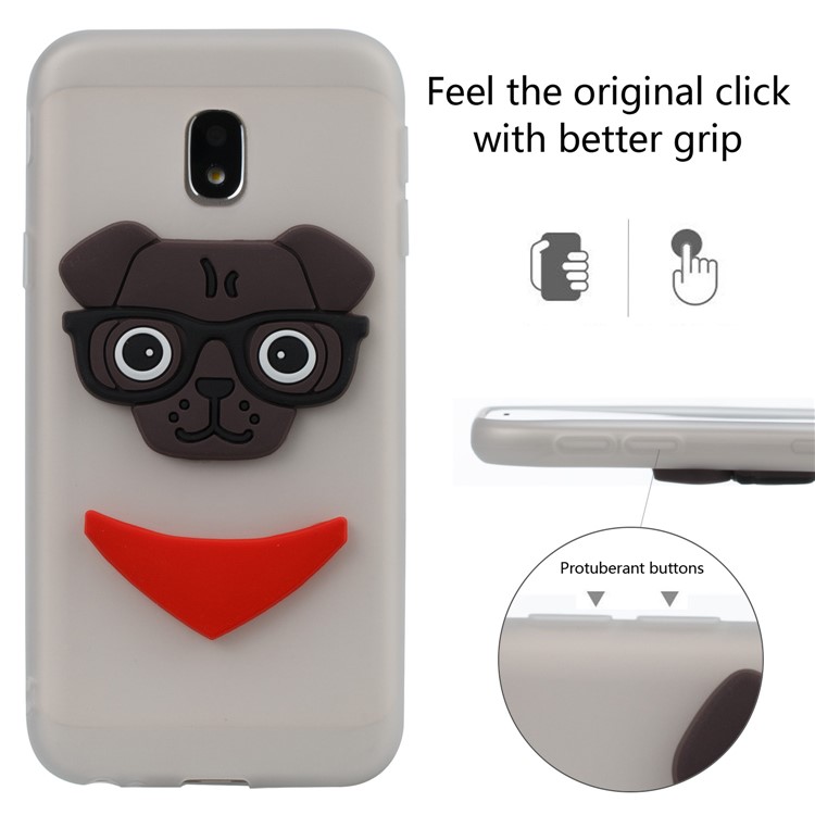 Cute 3D Puppy TPU Soft Phone Cover for Samsung Galaxy J3 (2017) EU Version/J3 Pro (2017) - White-3