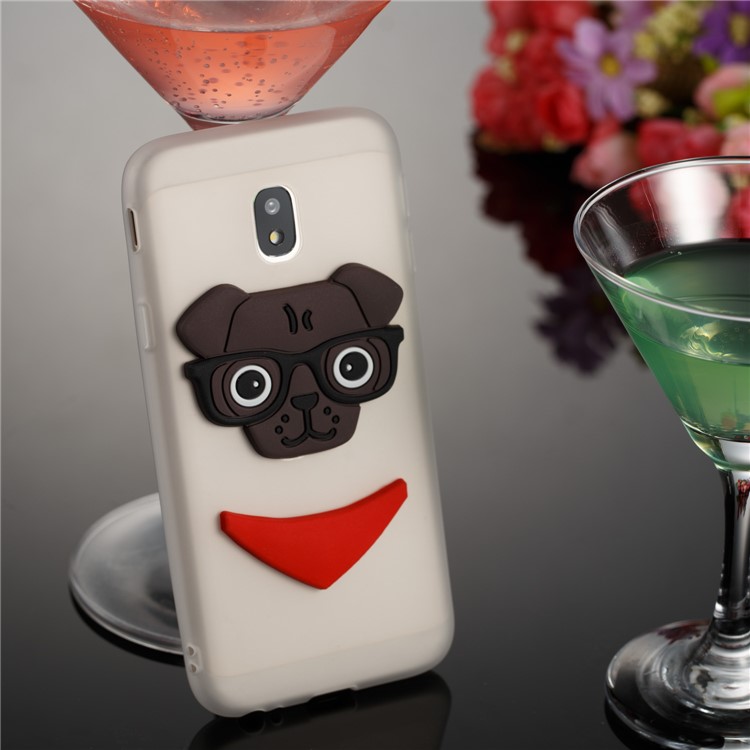 Cute 3D Puppy TPU Soft Phone Cover for Samsung Galaxy J3 (2017) EU Version/J3 Pro (2017) - White-4