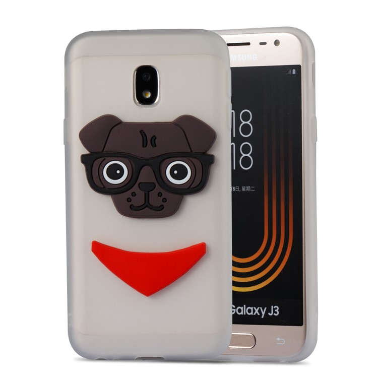 Cute 3D Puppy TPU Soft Phone Cover for Samsung Galaxy J3 (2017) EU Version/J3 Pro (2017) - White-5