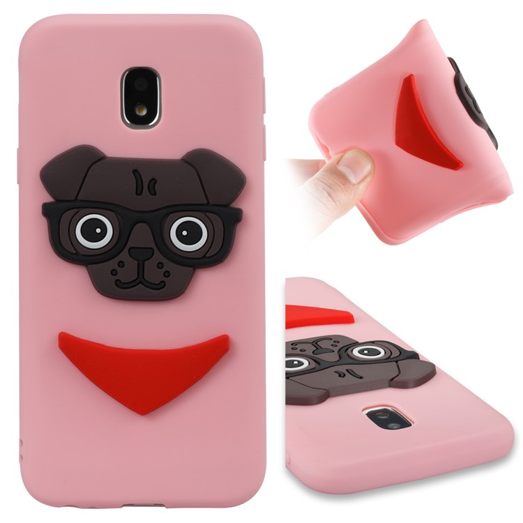 Cute 3D Puppy TPU Soft Phone Casing for Samsung Galaxy J3 (2017) EU Version/J3 Pro (2017) - Pink-1