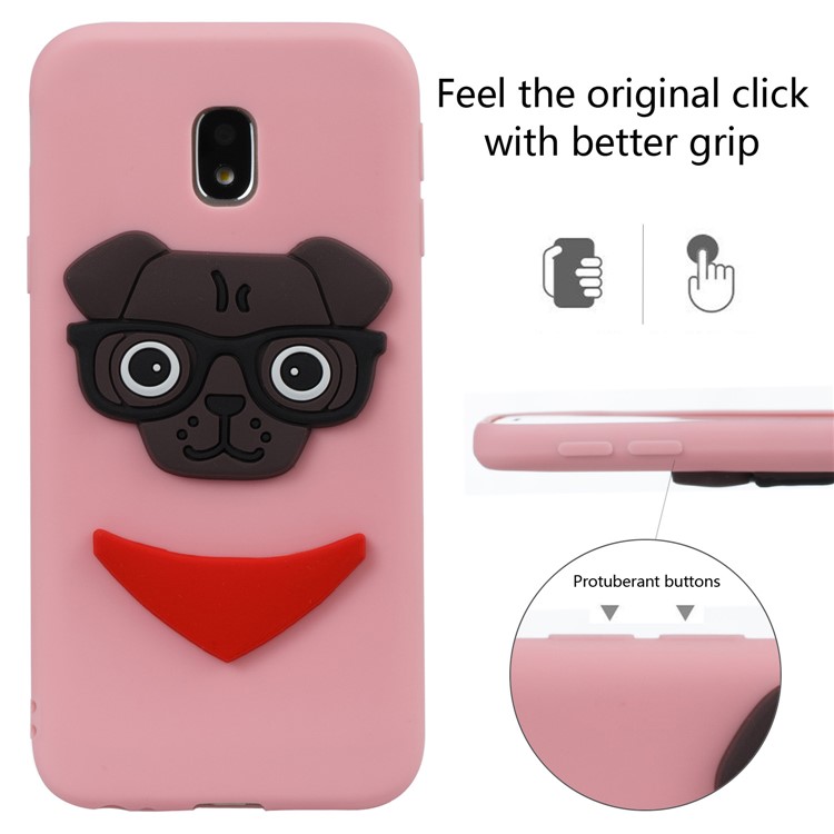 Cute 3D Puppy TPU Soft Phone Casing for Samsung Galaxy J3 (2017) EU Version/J3 Pro (2017) - Pink-3
