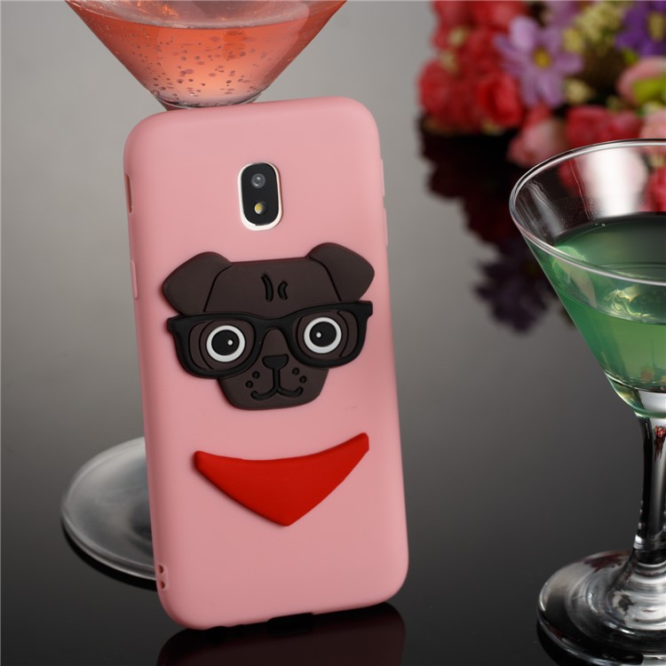 Cute 3D Puppy TPU Soft Phone Casing for Samsung Galaxy J3 (2017) EU Version/J3 Pro (2017) - Pink-4