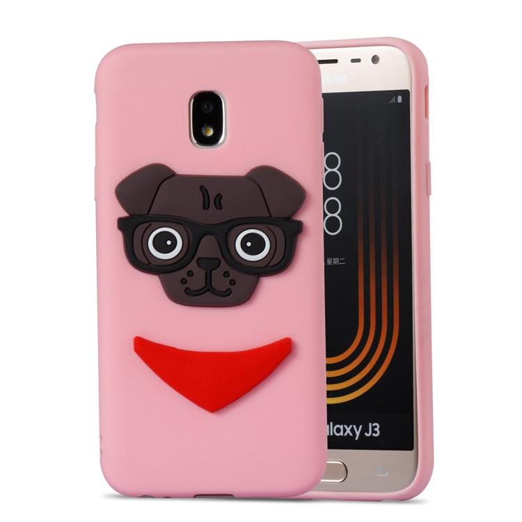 Cute 3D Puppy TPU Soft Phone Casing for Samsung Galaxy J3 (2017) EU Version/J3 Pro (2017) - Pink-5