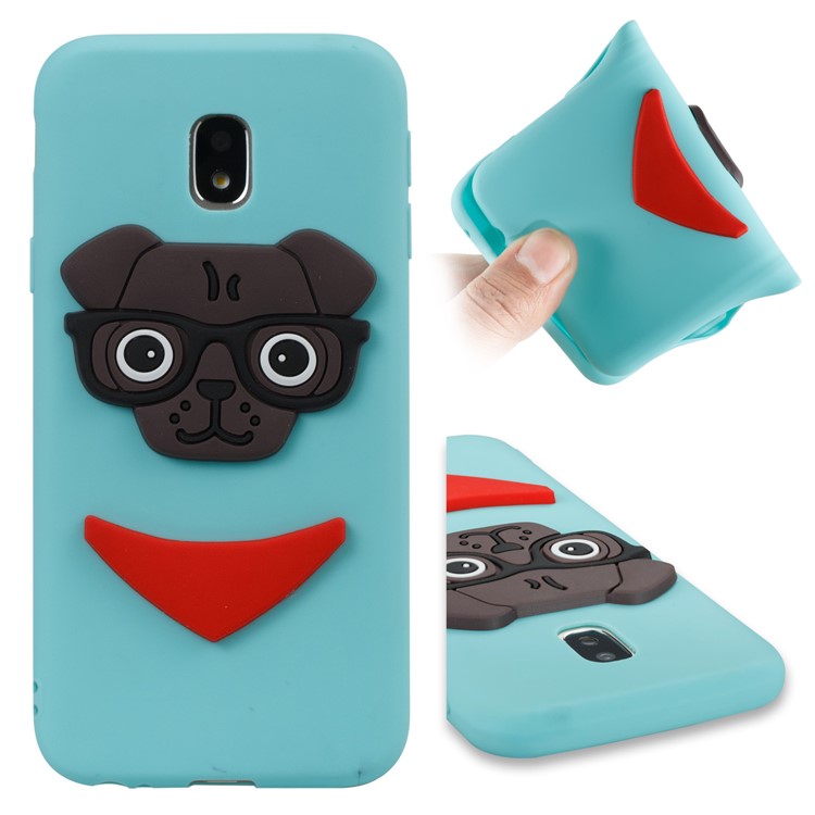 Cute 3D Puppy TPU Soft Mobile Phone Case for Samsung Galaxy J3 (2017) EU Version/J3 Pro (2017) - Baby Blue-1