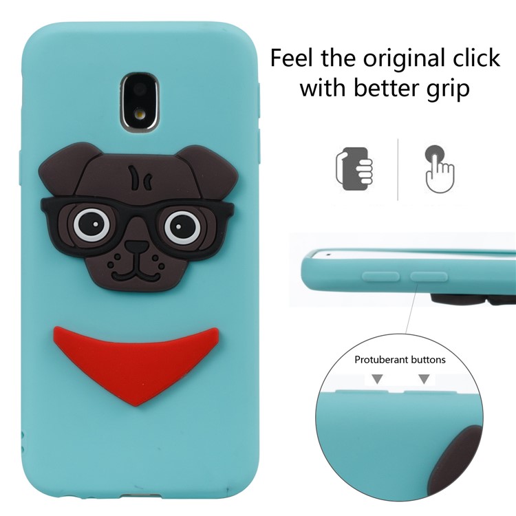 Cute 3D Puppy TPU Soft Mobile Phone Case for Samsung Galaxy J3 (2017) EU Version/J3 Pro (2017) - Baby Blue-3