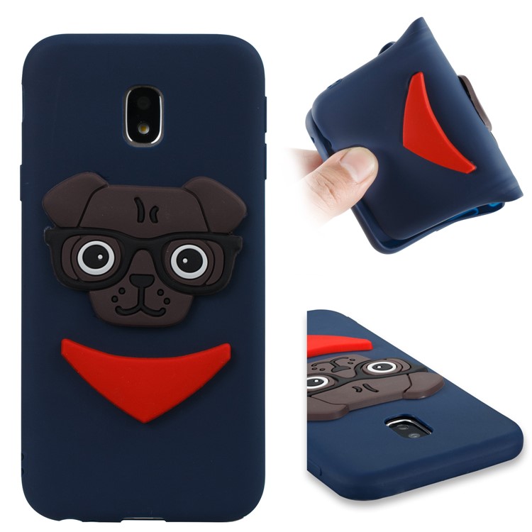 Cute 3D Puppy TPU Soft Cell Phone Case for Samsung Galaxy J3 (2017) EU Version/J3 Pro (2017) - Dark Blue-1