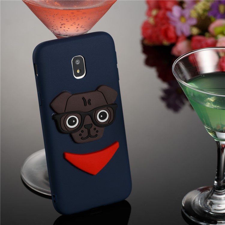 Cute 3D Puppy TPU Soft Cell Phone Case for Samsung Galaxy J3 (2017) EU Version/J3 Pro (2017) - Dark Blue-4