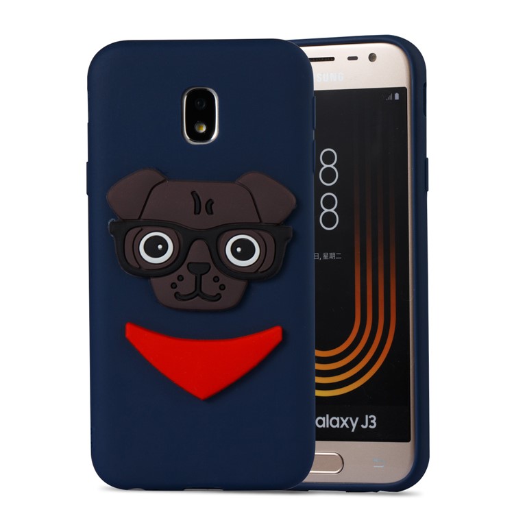 Cute 3D Puppy TPU Soft Cell Phone Case for Samsung Galaxy J3 (2017) EU Version/J3 Pro (2017) - Dark Blue-5