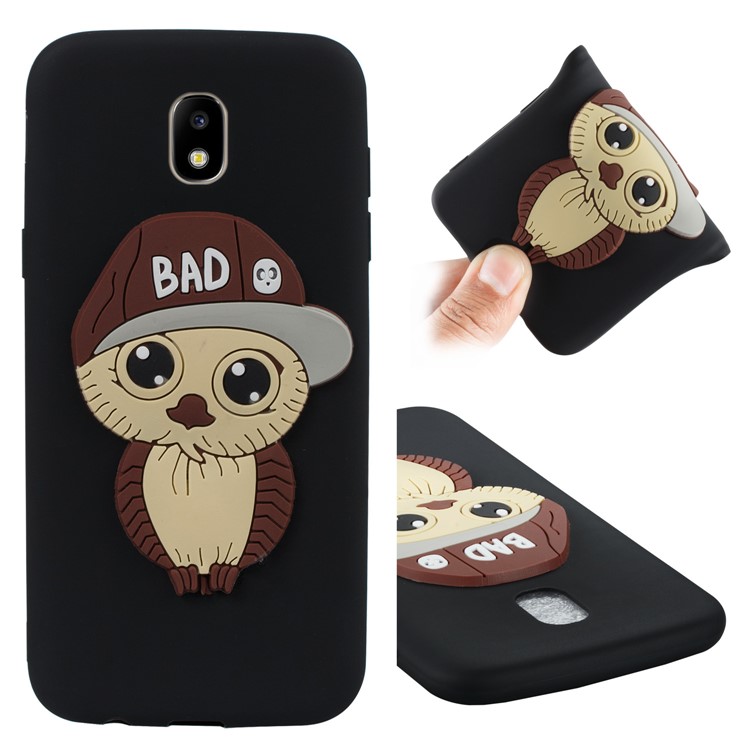 Cute 3D Male Owl TPU Soft Phone Case for Samsung Galaxy J5 (2017) EU Version/J5 Pro (2017) - Black-1