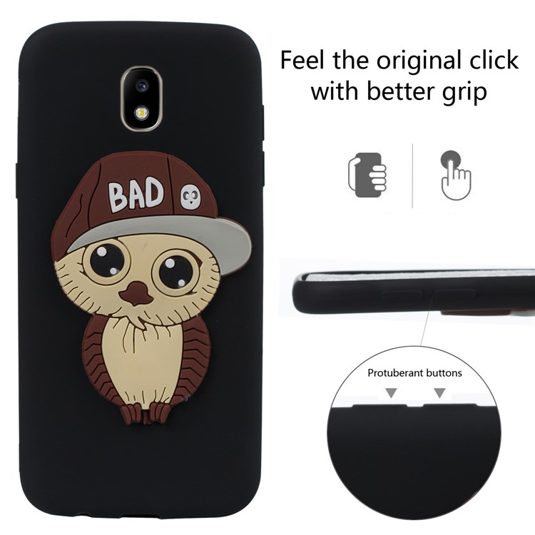 Cute 3D Male Owl TPU Soft Phone Case for Samsung Galaxy J5 (2017) EU Version/J5 Pro (2017) - Black-3