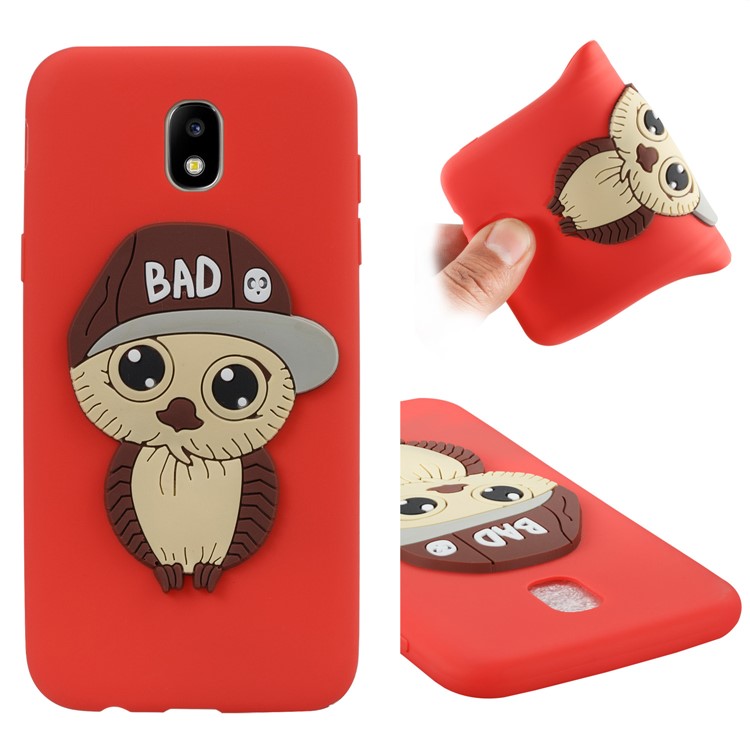 Cute 3D Male Owl TPU Soft Phone Shell for Samsung Galaxy J5 (2017) EU Version/J5 Pro (2017) - Red-1