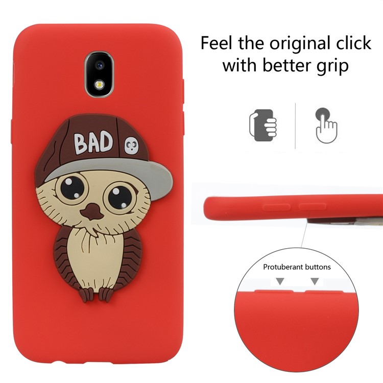 Cute 3D Male Owl TPU Soft Phone Shell for Samsung Galaxy J5 (2017) EU Version/J5 Pro (2017) - Red-3