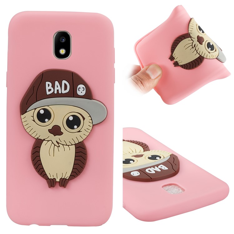 Cute 3D Male Owl TPU Soft Phone Casing for Samsung Galaxy J5 (2017) EU Version/J5 Pro (2017) - Pink-1