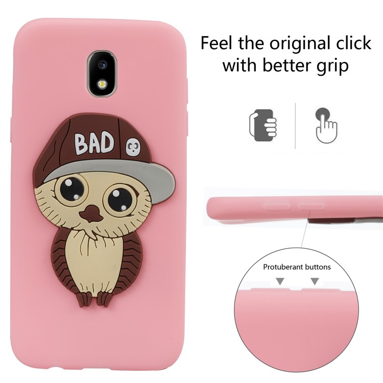 Cute 3D Male Owl TPU Soft Phone Casing for Samsung Galaxy J5 (2017) EU Version/J5 Pro (2017) - Pink-3