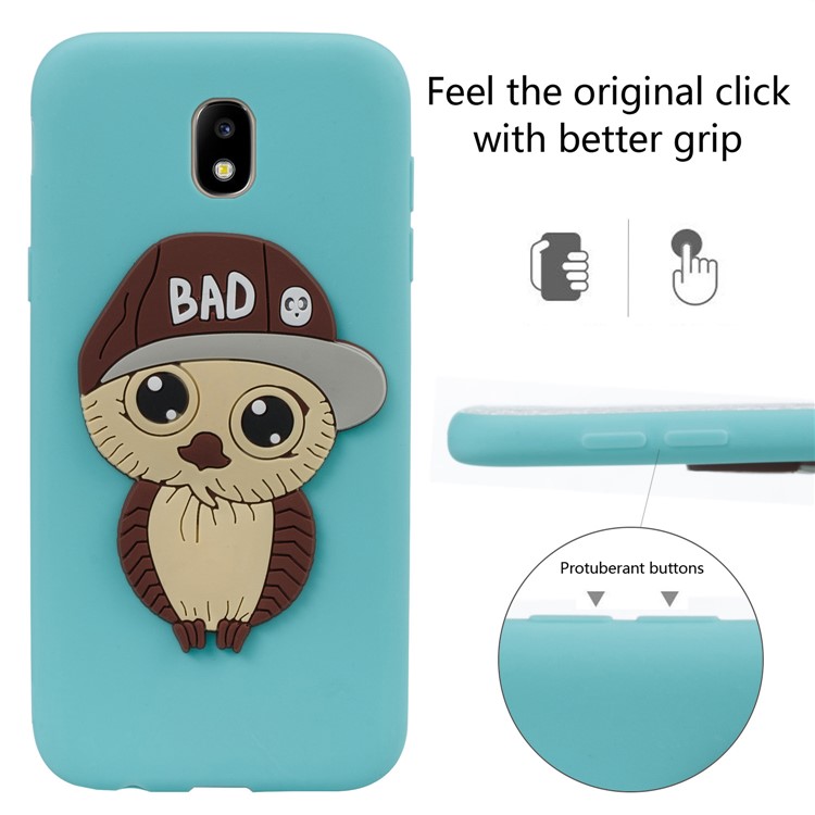 Cute 3D Male Owl TPU Soft Mobile Phone Case for Samsung Galaxy J5 (2017) EU Version/J5 Pro (2017) - Baby Blue-3