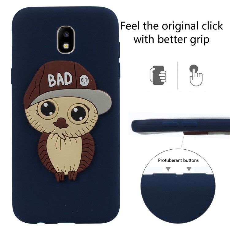 Cute 3D Male Owl TPU Soft Cell Phone Case for Samsung Galaxy J5 (2017) EU Version/J5 Pro (2017) - Dark Blue-3