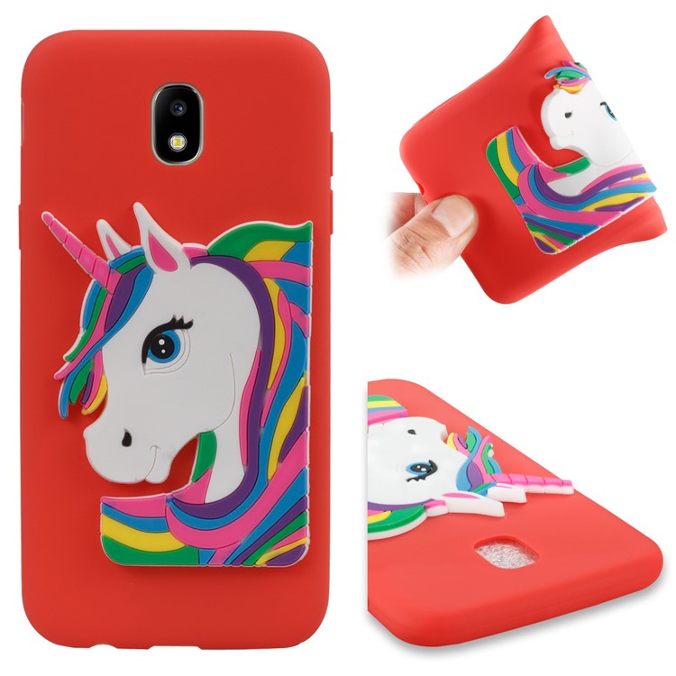 Lovely 3D Unicorn Pattern TPU Back Case for Samsung Galaxy J5 Pro (2017) / J5 (2017) EU Version - Red-1