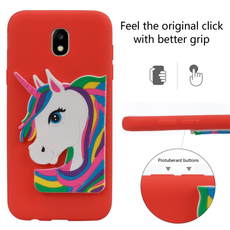 Lovely 3D Unicorn Pattern TPU Back Case for Samsung Galaxy J5 Pro (2017) / J5 (2017) EU Version - Red-3