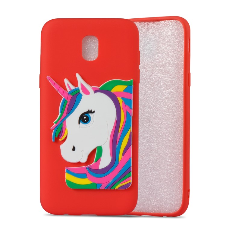 Lovely 3D Unicorn Pattern TPU Back Case for Samsung Galaxy J5 Pro (2017) / J5 (2017) EU Version - Red-5