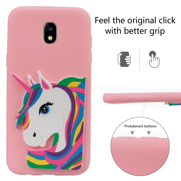 Belle 3D Unicorn Motif TPU Shell Housse Pour Samsung Galaxy J5 Pro (2017) / J5 (2017) Version UE - Rose-3