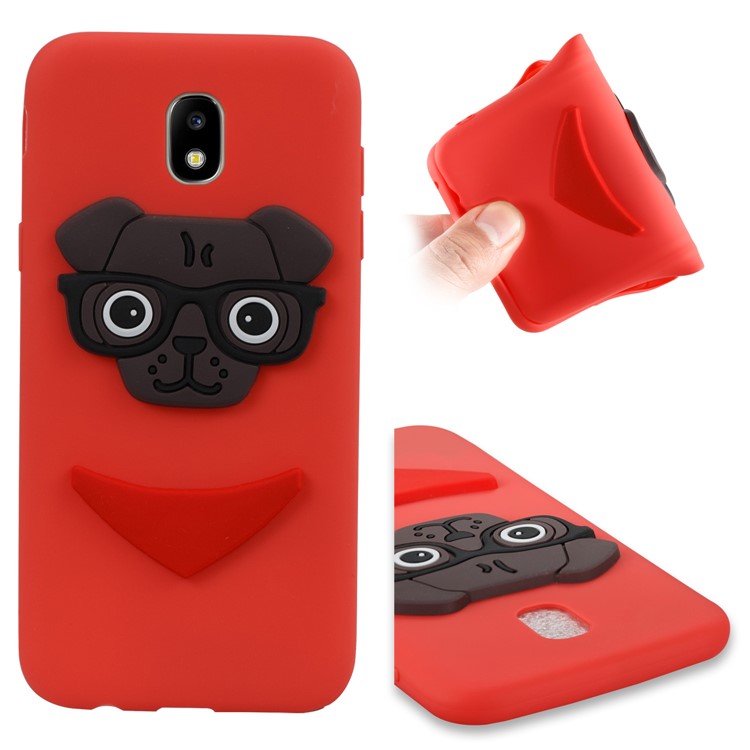 Lovely 3D Dog Pattern TPU Phone Case for Samsung Galaxy J5 Pro (2017) / J5 (2017) EU Version - Red-1
