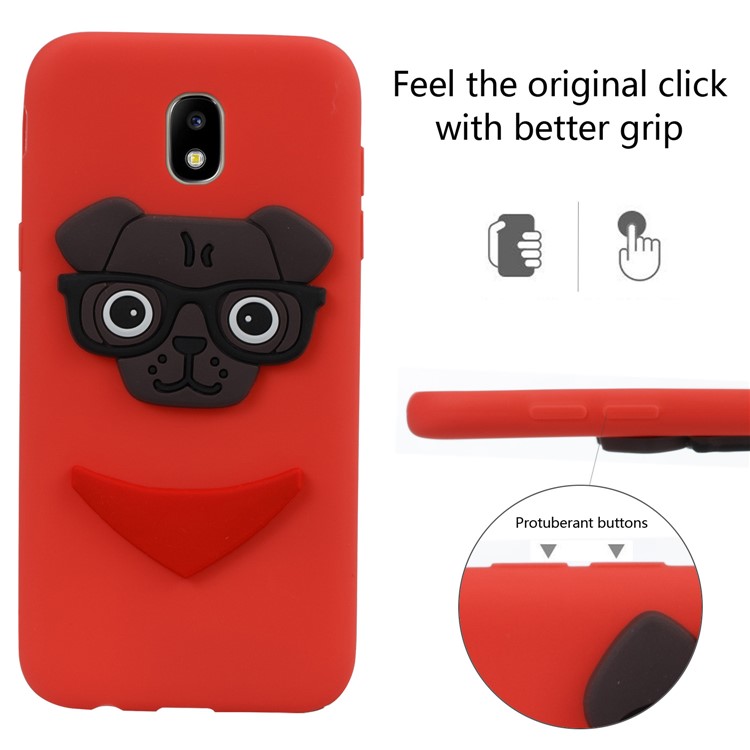 Lovely 3D Dog Pattern TPU Phone Case for Samsung Galaxy J5 Pro (2017) / J5 (2017) EU Version - Red-3