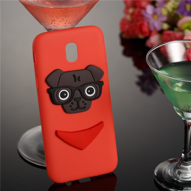 Lovely 3D Dog Pattern TPU Phone Case for Samsung Galaxy J5 Pro (2017) / J5 (2017) EU Version - Red-4
