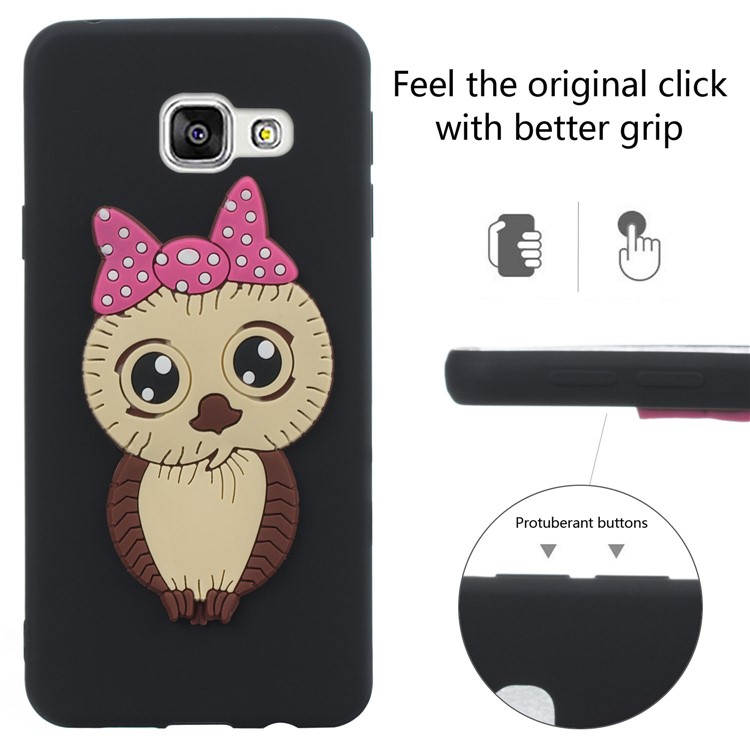 Cute 3D Female Owl Pattern TPU Case for Samsung Galaxy A3 SM-A310F (2016) - Black-1