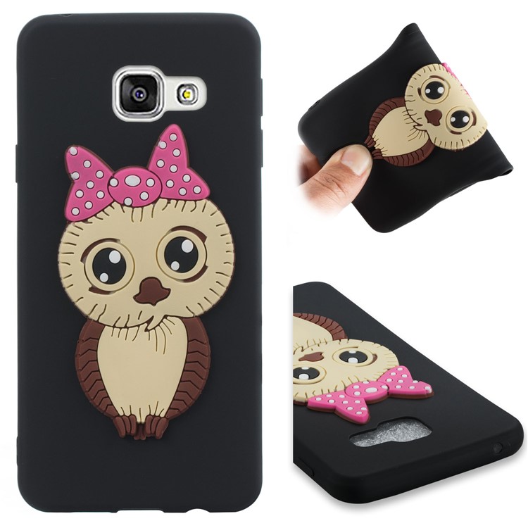 Cute 3D Female Owl Pattern TPU Case for Samsung Galaxy A3 SM-A310F (2016) - Black-2