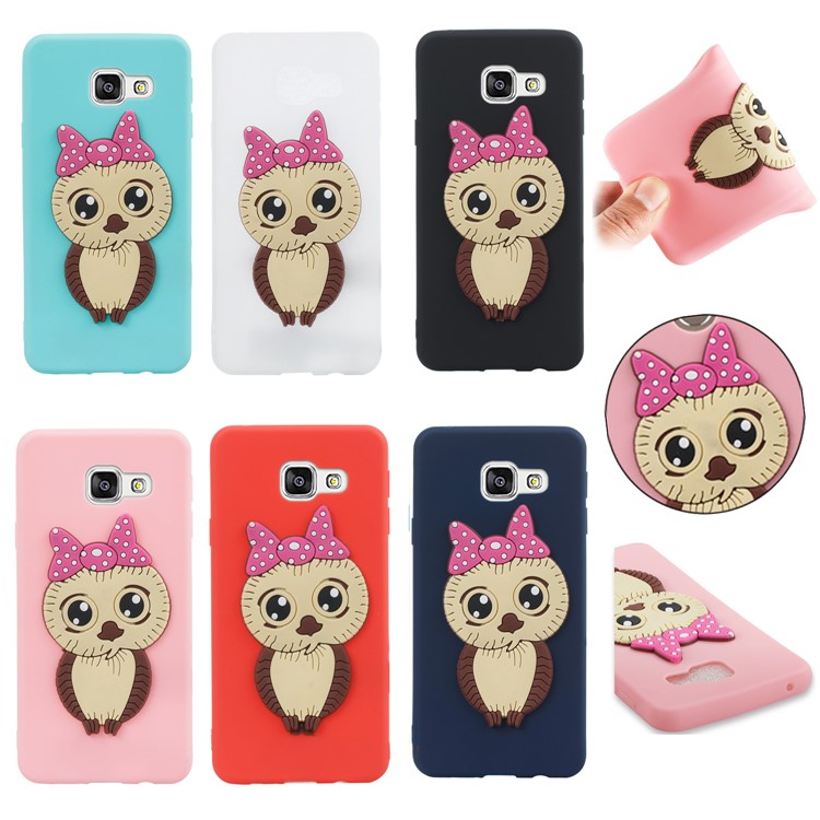 Cute 3D Female Owl Pattern TPU Case for Samsung Galaxy A3 SM-A310F (2016) - Black-7
