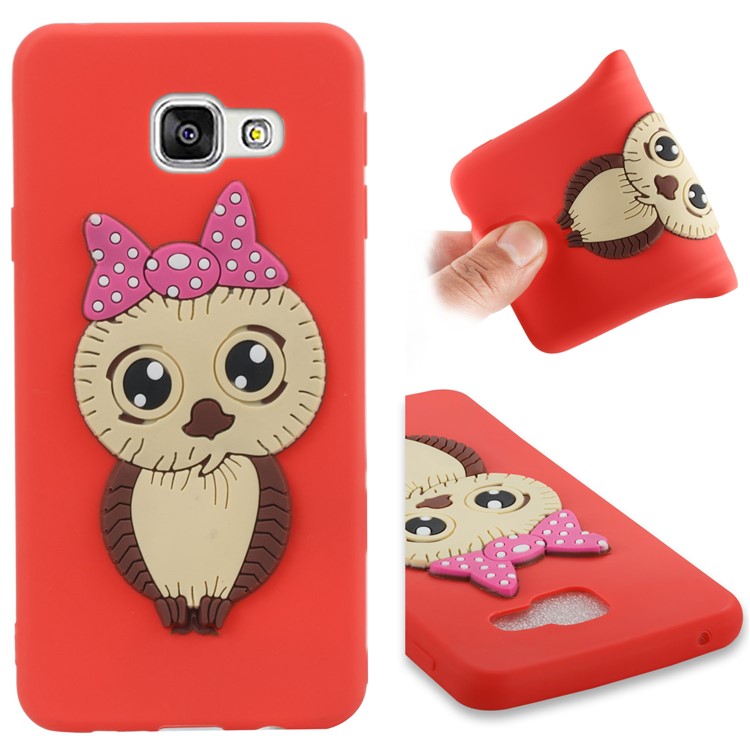 Cute 3D Female Owl Pattern TPU Shell for Samsung Galaxy A3 SM-A310F (2016) - Red-1