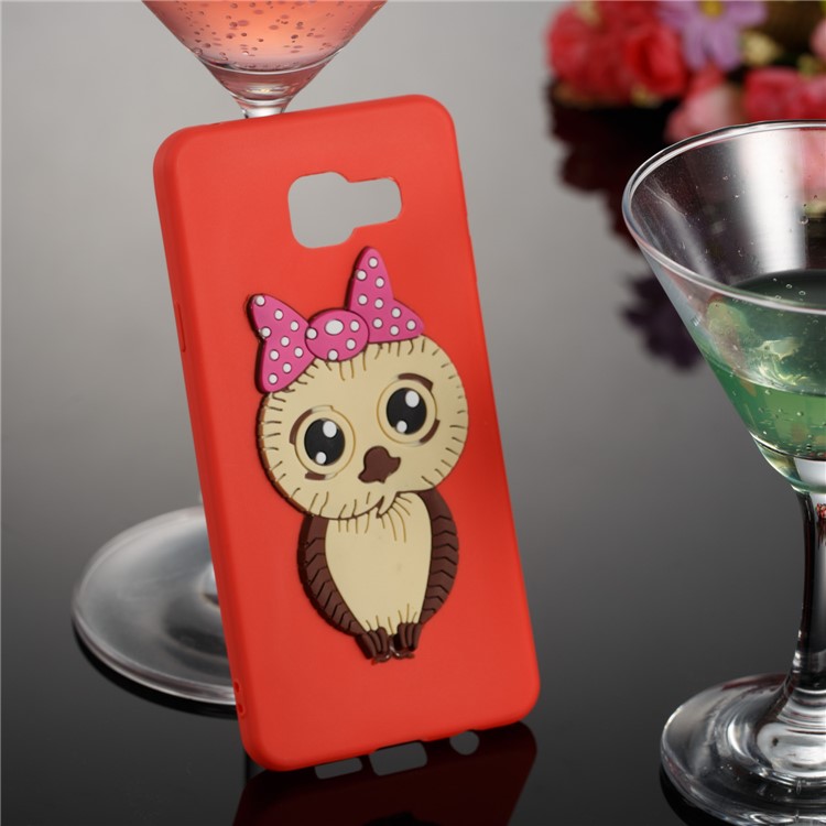 Cute 3D Female Owl Pattern TPU Shell for Samsung Galaxy A3 SM-A310F (2016) - Red-3