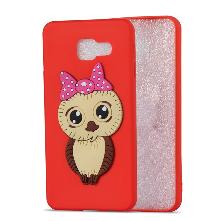 Cute 3D Female Owl Pattern TPU Shell for Samsung Galaxy A3 SM-A310F (2016) - Red-4