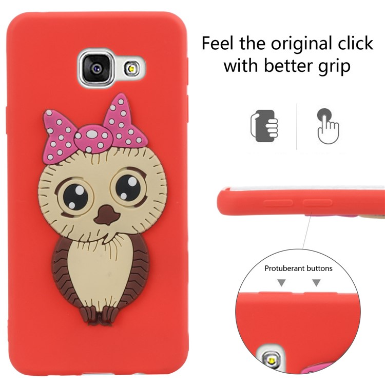 Cute 3D Female Owl Pattern TPU Shell for Samsung Galaxy A3 SM-A310F (2016) - Red-5