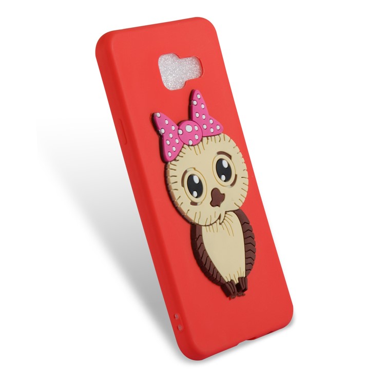 Cute 3D Female Owl Pattern TPU Shell for Samsung Galaxy A3 SM-A310F (2016) - Red-6