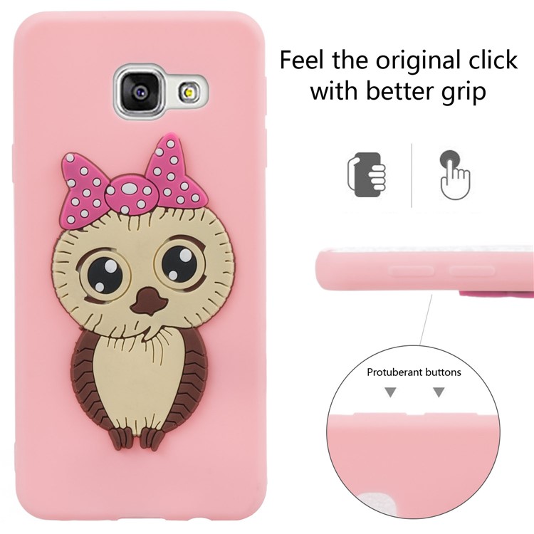 Cute 3D Female Owl Pattern TPU Mobile Casing for Samsung Galaxy A3 SM-A310F (2016) - Pink-1