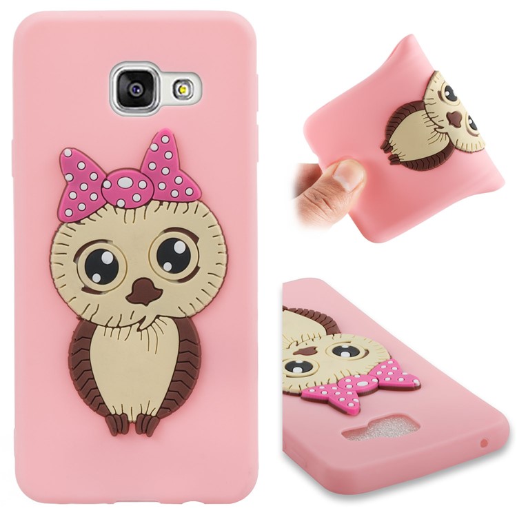 Cute 3D Female Owl Pattern TPU Mobile Casing for Samsung Galaxy A3 SM-A310F (2016) - Pink-2