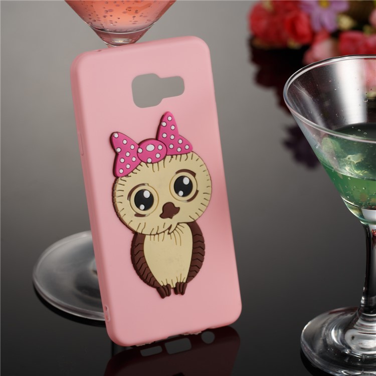 Cute 3D Female Owl Pattern TPU Mobile Casing for Samsung Galaxy A3 SM-A310F (2016) - Pink-4