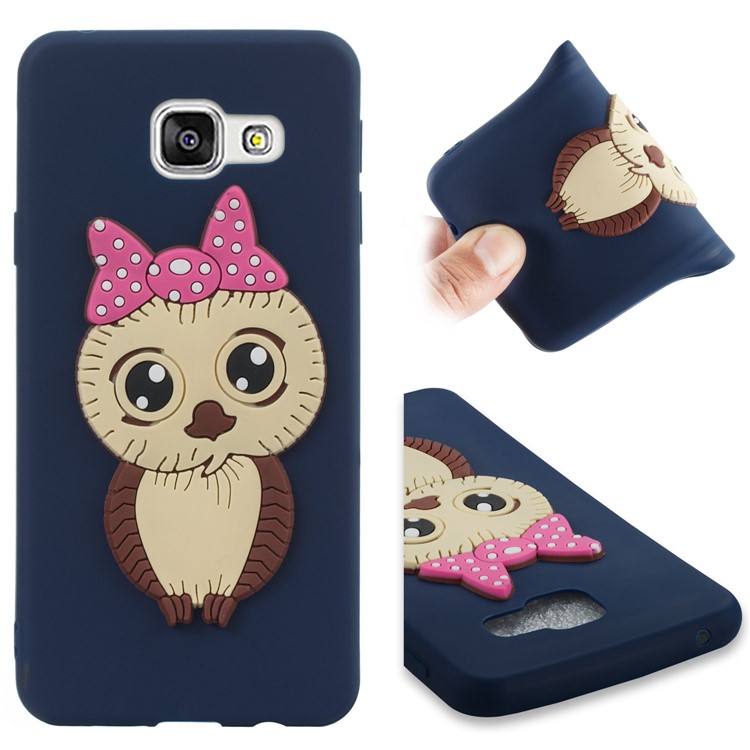 Cute 3D Female Owl Pattern TPU Phone Cover for Samsung Galaxy A3 SM-A310F (2016) - Dark Blue-1