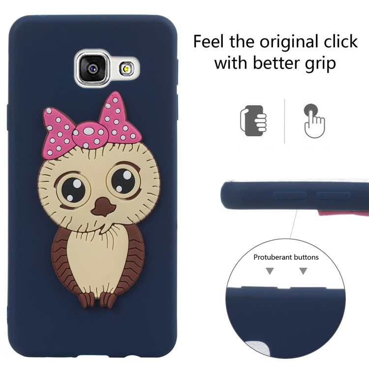 Cute 3D Female Owl Pattern TPU Phone Cover for Samsung Galaxy A3 SM-A310F (2016) - Dark Blue-2