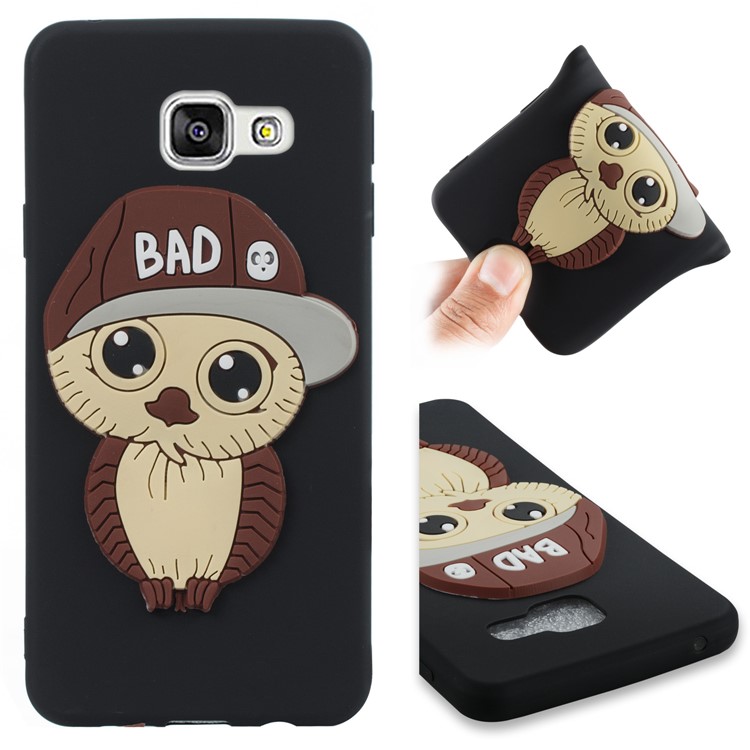 Cute 3D Male Owl Pattern Soft TPU Case for Samsung Galaxy A3 SM-A310F (2016) - Black-1