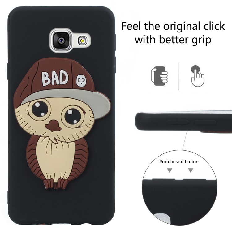Cute 3D Male Owl Pattern Soft TPU Case for Samsung Galaxy A3 SM-A310F (2016) - Black-6