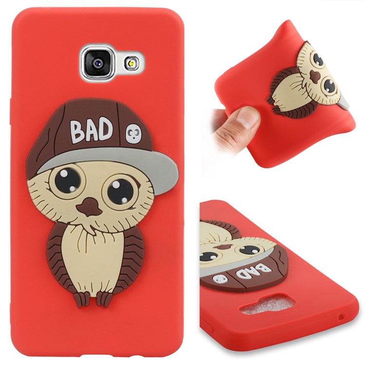 Cute 3D Male Owl Pattern Soft TPU Shell for Samsung Galaxy A3 SM-A310F (2016) - Red-1