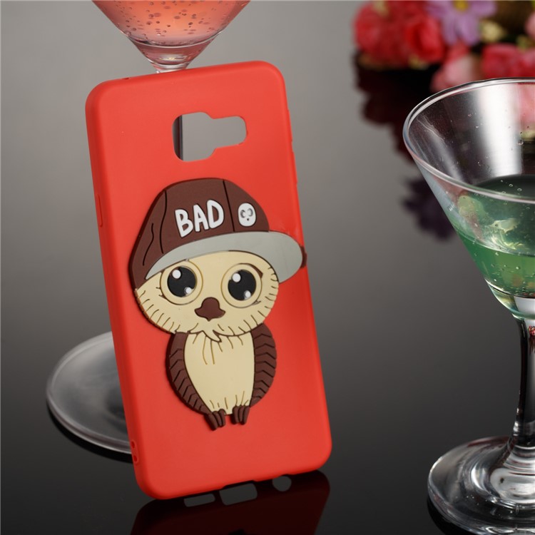 Cute 3D Male Owl Pattern Soft TPU Shell for Samsung Galaxy A3 SM-A310F (2016) - Red-3
