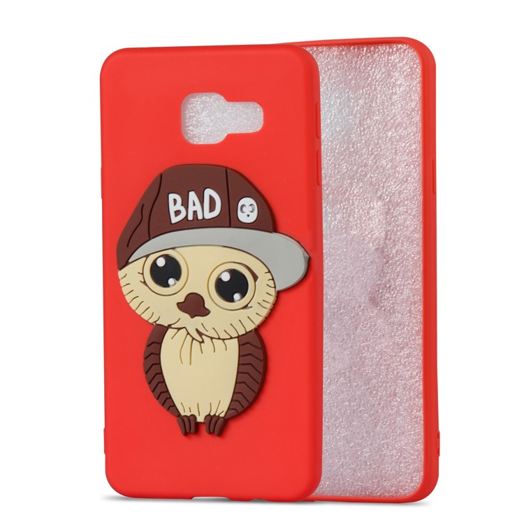 Cute 3D Male Owl Pattern Soft TPU Shell for Samsung Galaxy A3 SM-A310F (2016) - Red-4