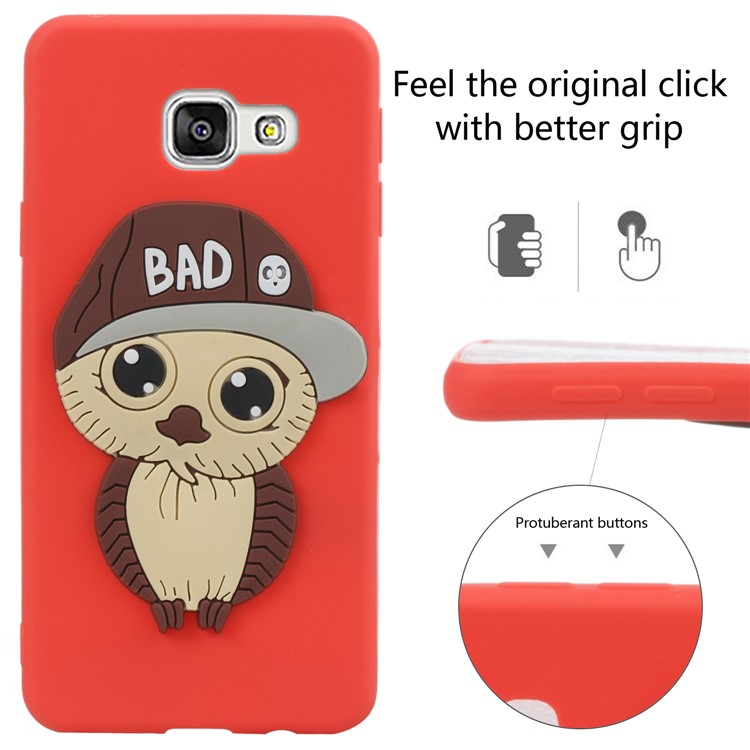 Cute 3D Male Owl Pattern Soft TPU Shell for Samsung Galaxy A3 SM-A310F (2016) - Red-6
