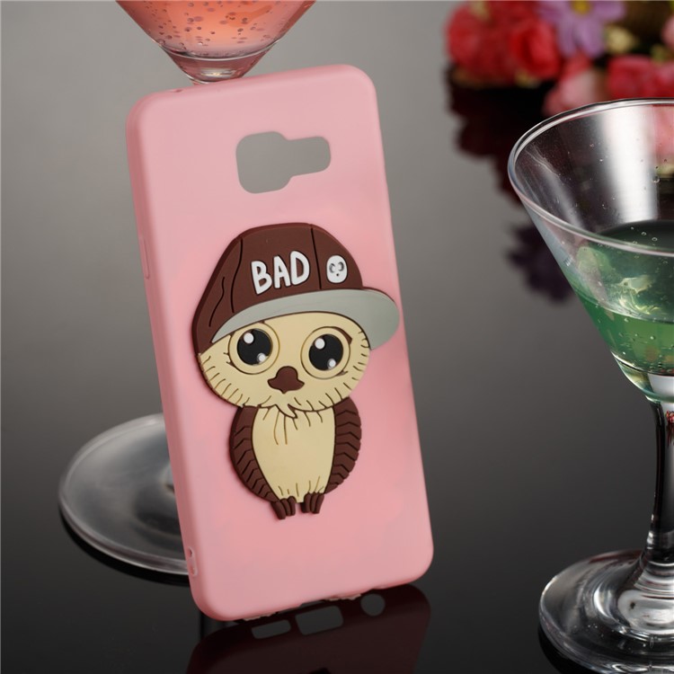 Cute 3D Male Owl Pattern TPU Mobile Case for Samsung Galaxy A3 SM-A310F (2016) - Pink-3