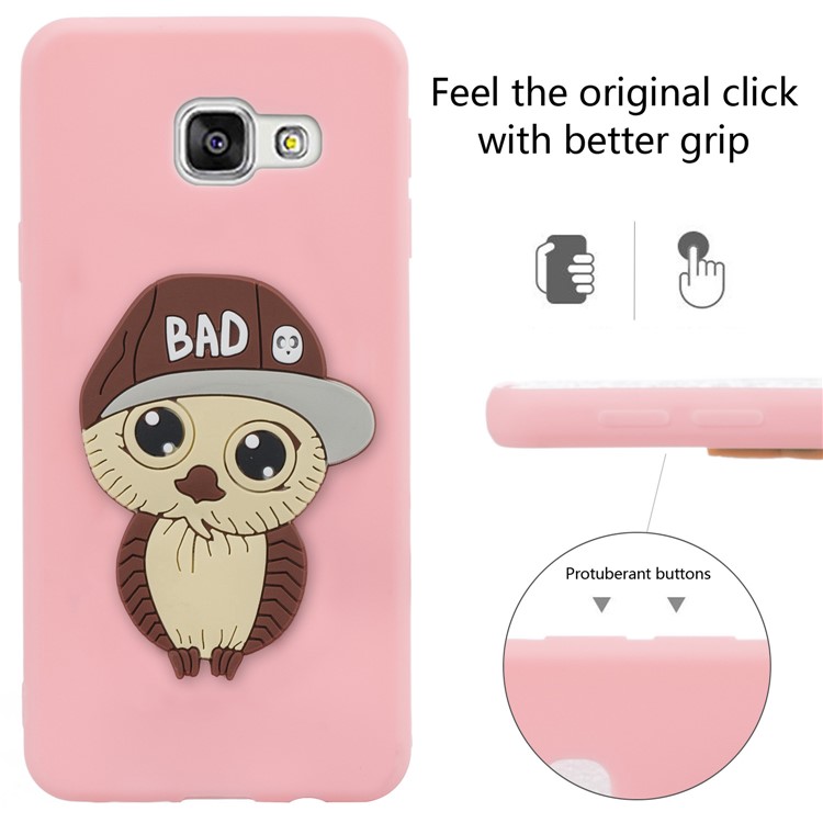 Cute 3D Male Owl Pattern TPU Mobile Case for Samsung Galaxy A3 SM-A310F (2016) - Pink-6