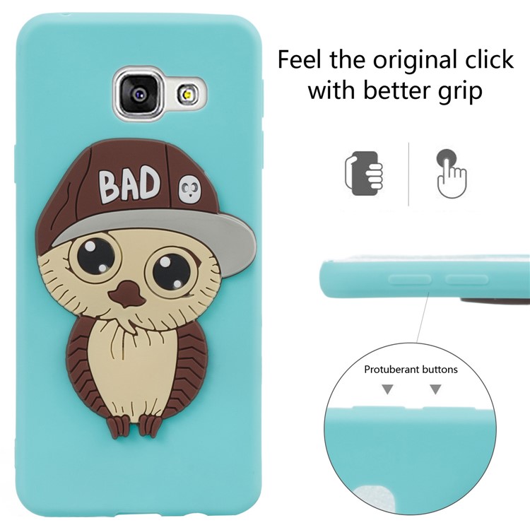 Cute 3D Male Owl Pattern TPU Phone Cover for Samsung Galaxy A3 SM-A310F (2016) - Baby Blue-6