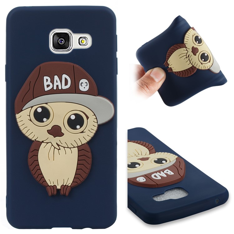 Cute 3D Male Owl Pattern TPU Cellphone Case for Samsung Galaxy A3 SM-A310F (2016) - Dark Blue-1